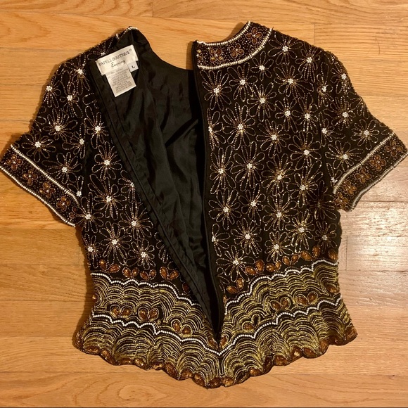 Adrianna Papéll Boutique Evening Beaded Sequined Floral Top - Picture 7 of 7